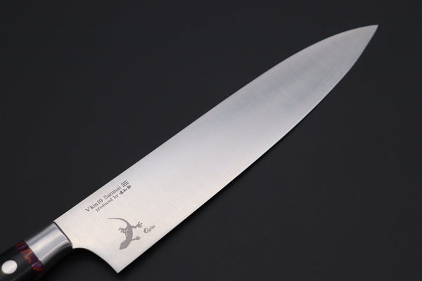 Hattori Gyuto Hattori 傘 SAN-GECKO Limited Edition GECKO-18E Gyuto 210mm (8.2 Inch, Linen Micarta / Royal Purple Hybrid-Resin Handle)
