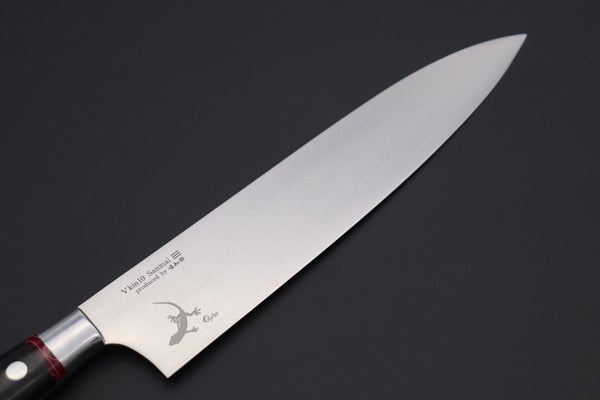 Hattori Gyuto Hattori 傘 SAN-GECKO Limited Edition GECKO-19E Gyuto 210mm (8.2 Inch, Linen Micarta / Strawberry Hybrid-Resin Handle)