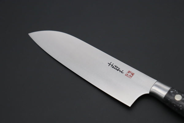 Hattori Santoku FH-4ND Santoku 170mm (6.6inch) Hattori Forums FH Series Limited Edition "SNOW IN THE DARK" Santoku 170mm (6.6 Inch, Dupont Corian® Handle)
