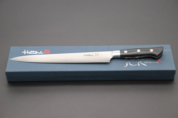 Hattori Sujihiki Hattori Forums FH Series Sujihiki (230mm to 300mm, 3 sizes, Black Linen Micarta Handle)