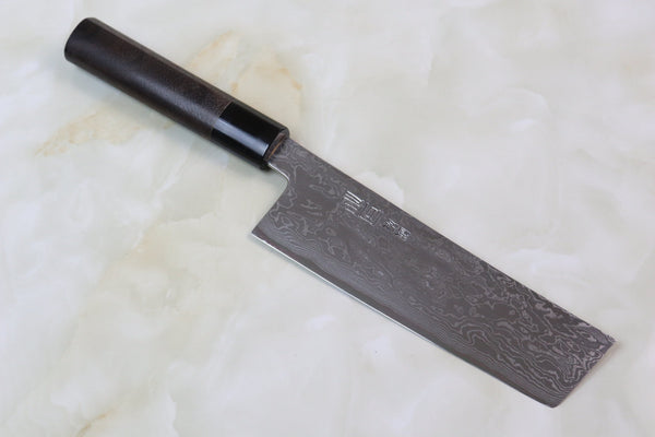 Hinoura Custom Knife ATS-34 Damascus Nakiri 165mm (6.4 inch, TH-10) - japanesechefsknife.mom