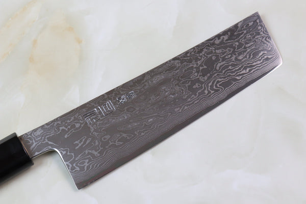 Hinoura Custom Knife ATS-34 Damascus Nakiri 165mm (6.4 inch, TH-10) - japanesechefsknife.mom