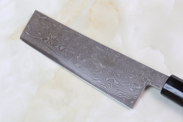 Hinoura Custom Knife ATS-34 Damascus Nakiri 165mm (6.4 inch, TH-10) - japanesechefsknife.mom
