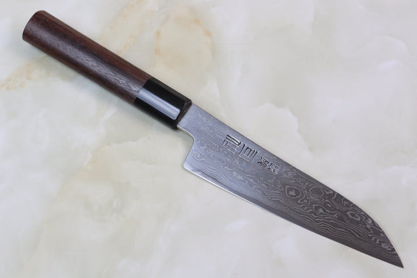 Hinoura Custom Knife ATS-34 Damascus Petty 140mm (5.5 inch, TH-8) - japanesechefsknife.mom