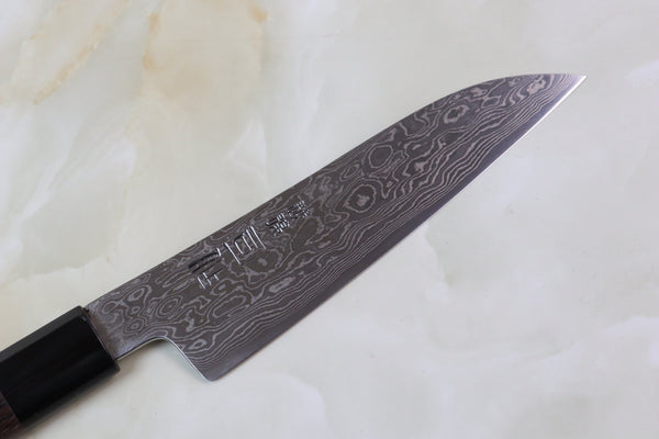 Hinoura Custom Knife ATS-34 Damascus Petty 140mm (5.5 inch, TH-8) - japanesechefsknife.mom