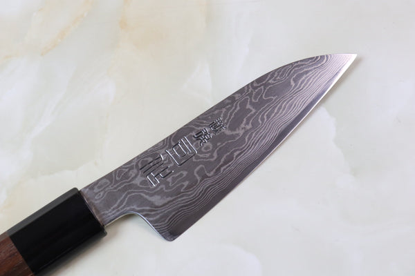 Tsukasa Hinoura Custom Knife ATS-34 Damascus Petty 105mm (4.1 inch, TH-7) - japanesechefsknife.mom