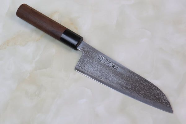 Hinoura Custom Knife ATS-34 Damascus Wa Santoku 170mm (6.6 inch, TH-9) - japanesechefsknife.mom