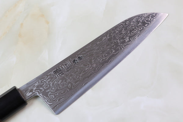 Hinoura Custom Knife ATS-34 Damascus Wa Santoku 170mm (6.6 inch, TH-9) - japanesechefsknife.mom