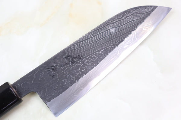 Hinoura Wa Santoku Tsukasa Hinoura Custom Knife TH-14 "Unryu-Mon" Wa Santoku 165mm (6.4 inch, Enjyu Wood Handle with Water Buffalo Horn Ferrule & Butt)