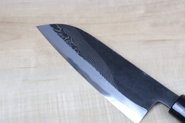 Tsukasa Hinoura Custom Knife "Tobi-Mon" Wa Santoku 170mm (6.6 inch, TH-6, Enjyu Wood Handle with Water Buffalo Horn Ferrule & Butt) - japanesechefsknife.mom
