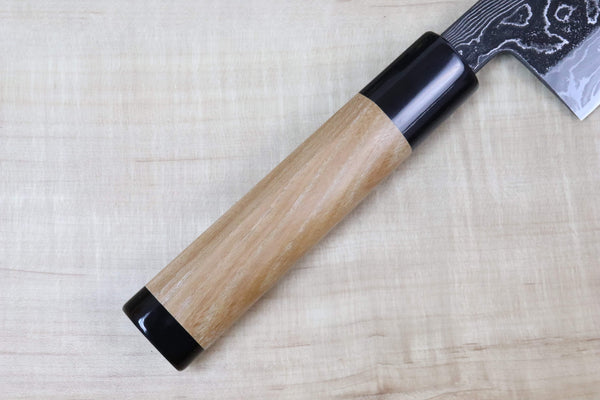 Tsukasa Hinoura Custom Knife "Tobi-Mon" Wa Santoku 170mm (6.6 inch, TH-6, Enjyu Wood Handle with Water Buffalo Horn Ferrule & Butt) - japanesechefsknife.mom