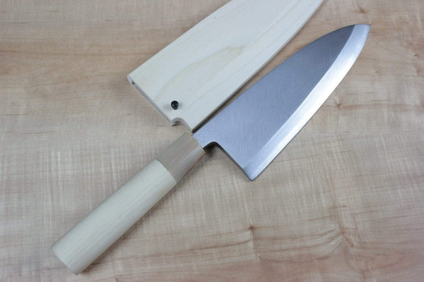 Mizuno Tanrenjo Deba GF-8 Small Deba 105mm(4.1inch) / D Shaped Magnolia Wooden Handle / Regular (without Honba-Duke Sharpening Service) Mizuno Tanrenjo Akitada Hontanren Series Blue Steel No.2 Deba (105mm to 225mm, 9 sizes)