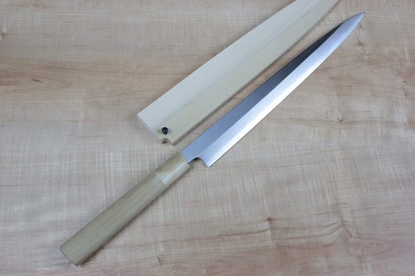 Mizuno Tanrenjo Fuguhiki AHD-28 Fuguhiki 240mm(9.4inch) / D Shaped Magnolia Wooden Handle / Regular (without Honba-Duke Sharpening Service) Mizuno Tanrenjo Akitada Ao Hagane DX Series Blue Steel No.1 Fuguhiki (240mm to 330mm, 4 sizes)