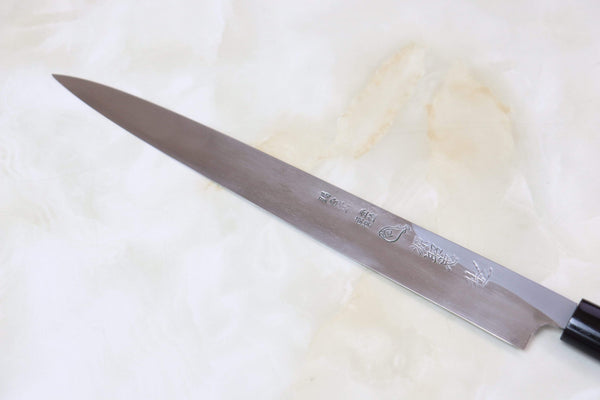 Mizuno Tanrenjo Fuguhiki AHDSO-2 Fuguhiki 240mm(9.4 inch) / D Shaped Magnolia Wooden Handle / Mirror Polished For Both Sides of Blade Mizuno Tanrenjo Akitada Ao Hagane DX Series Blue Steel No.1 Special Order Made AHDSO-2 Fuguhiki 240mm (9.4 Inch, Mirror Polished Blade)