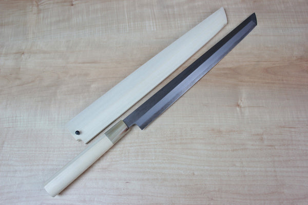 Mizuno Tanrenjo Akitada Ao Hagane DX Series Blue Steel No.1 Sakimaru Takohiki 300mm (11.8inch) - japanesechefsknife.mom