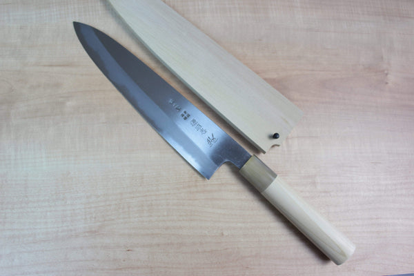 Mizuno Tanrenjo Wa Gyuto Mizuno Tanrenjo Akitada Ao Hagane DX Series Blue Steel No.1 Clad Wa Gyuto with Shinogi (210mm to 270mm, 3 sizes)