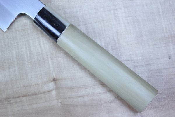 Mizuno Tanrenjo Akitada Hontanren Series Blue Steel No.2 Clad Wa Gyuto with Shinogi (210mm to 300mm, 4 sizes) - japanesechefsknife.mom