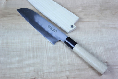 Mizuno Tanrenjo Akitada Honyaki Series White Steel Wa Santoku 180mm (7inch) - japanesechefsknife.mom