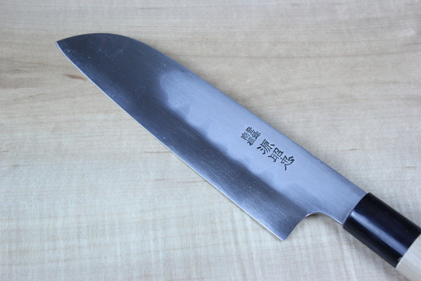 Mizuno Tanrenjo Akitada Honyaki Series White Steel Wa Santoku 180mm (7inch) - japanesechefsknife.mom
