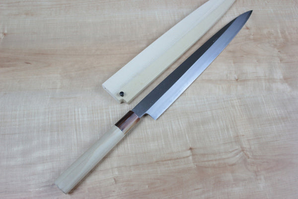 Mizuno Tanrenjo Akitada Hon Kasumi Series White Steel No.2 Yanagiba (180mm to 360mm, 7 sizes) - japanesechefsknife.mom