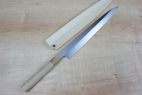Mizuno Tanrenjo Akitada Honyaki DX Series Blue Steel No.2 Yanagiba (210mm to 360mm, 6 sizes) - japanesechefsknife.mom
