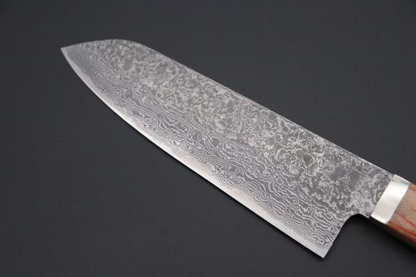 Mr. Itou Santoku Mr. Itou “Luna Series” R-2 Custom Damascus Santoku 170mm (6.6 inch, Orange Color Micarta Handle (IT-188B)