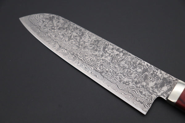 Mr. Itou Santoku Mr. Itou “Luna Series” R-2 Custom Damascus Santoku 170mm (6.6 inch, Red Color Micarta Handle (IT-189B)