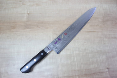 Limited Edition, SHIKI 守護神 Guardian Series "Calm Wave Damascus Version" SKEI-6L Gyuto 240mm (9.4 inch, African Ebonywood Handle) - japanesechefsknife.mom