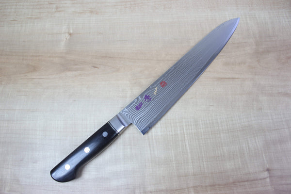 Limited Edition, SHIKI 守護神 Guardian Series "Calm Wave Damascus Version" SKEI-6L Gyuto 240mm (9.4 inch, African Ebonywood Handle) - japanesechefsknife.mom