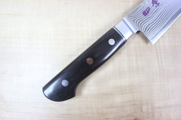 Limited Edition, SHIKI 守護神 Guardian Series "Calm Wave Damascus Version" SKEI-6L Gyuto 240mm (9.4 inch, African Ebonywood Handle) - japanesechefsknife.mom
