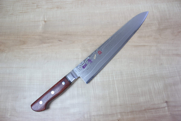 Limited Edition, SHIKI 守護神 Guardian Series "Calm Wave Damascus Version" SKQWI-6L Gyuto 240mm (9.4 inch, Quince Wood Handle) - japanesechefsknife.mom