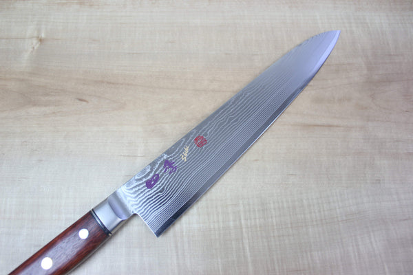 Limited Edition, SHIKI 守護神 Guardian Series "Calm Wave Damascus Version" SKQWI-6L Gyuto 240mm (9.4 inch, Quince Wood Handle) - japanesechefsknife.mom