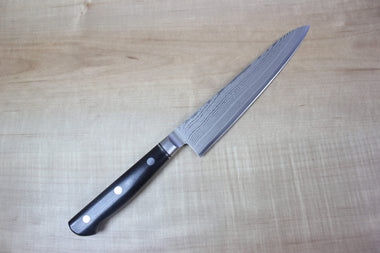 SHIKI 黒龍 Black Dragon Series, VG-10 Nickel Damascus SCWD-2E Petty 150mm ("Calm Wave Damascus Version" 5.9 inch, Ebonywood Handle) - japanesechefsknife.mom