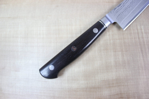 SHIKI 黒龍 Black Dragon Series, VG-10 Nickel Damascus SCWD-2E Petty 150mm ("Calm Wave Damascus Version" 5.9 inch, Ebonywood Handle) - japanesechefsknife.mom