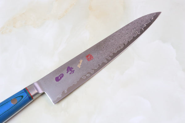 SHIKI 守護神 Guardian Series SKB-2 Petty 150mm (5.9 inch, Marine Blue Paper Micarta Handle) - japanesechefsknife.mom