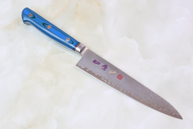 SHIKI 守護神 Guardian Series SKB-2 Petty 150mm (5.9 inch, Marine Blue Paper Micarta Handle) - japanesechefsknife.mom