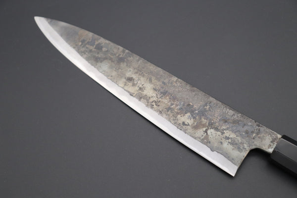 Shirou-Kunimitsu Wa Gyuto Shirou-Kunimitsu White Steel No.2 Kurouchi Series Special Edition SK-6SP29 Wa Gyuto 240mm (9.4 Inch, Ocean Blue Color Stabilized Maple Burl Wood Handle)