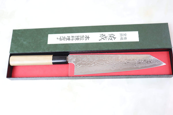 Sukenari Kiritsuke Sukenari Gingami No.3 Nickel Damascus Kiritsuke (210mm to 270mm, 3 sizes, D Shaped Magnolia Wood Handle)