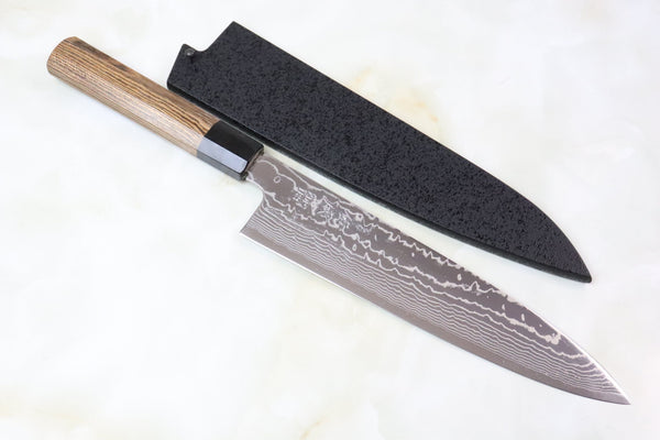Sukenari ZDP-189 Nickel Damascus Wa Gyuto (210mm to 270mm, 3 sizes, Octagonal Bocote Wood Handle)