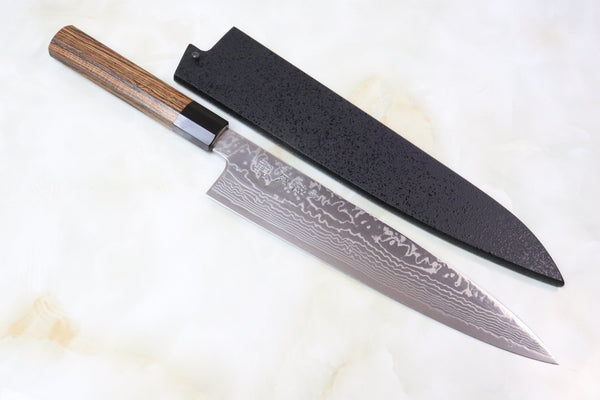 Sukenari ZDP-189 Nickel Damascus Wa Gyuto (210mm to 270mm, 3 sizes, Octagonal Bocote Wood Handle)