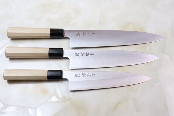 Sukenari ZDP-189 Wa Series Wa Gyuto (210mm to 270mm, 3 sizes, Octagon Shaped Magnolia Wooden Handle) - japanesechefsknife.mom