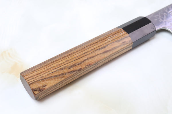 Sukenari ZDP-189 Nickel Damascus SZDP189-SB Wa Santoku 190mm (7.4 inch, Octagon Shaped Bocote Wooden Handle)