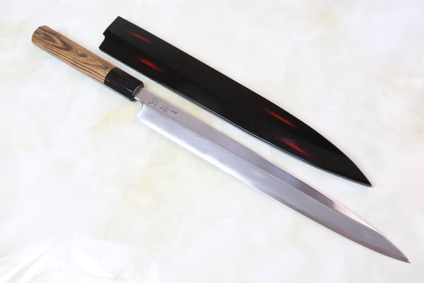 Sukenari Special Steel Series Super X Yanagiba (240mm and 300mm, 2 sizes, Octagon Shaped Bocote Wooden Handle)