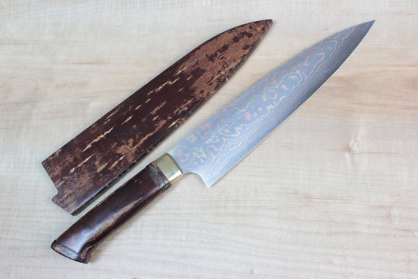 Master Saji Rainbow Damascus Sakura Series Gyuto (210mm and 240mm, 2 Sizes) - japanesechefsknife.mom