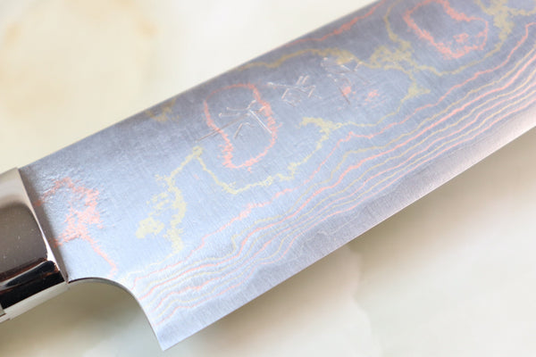 Takeshi Saji Gyuto Master Saji Rainbow Damascus Series STR-5SB Gyuto 180mm (7 inch, Stag Bone Handle)
