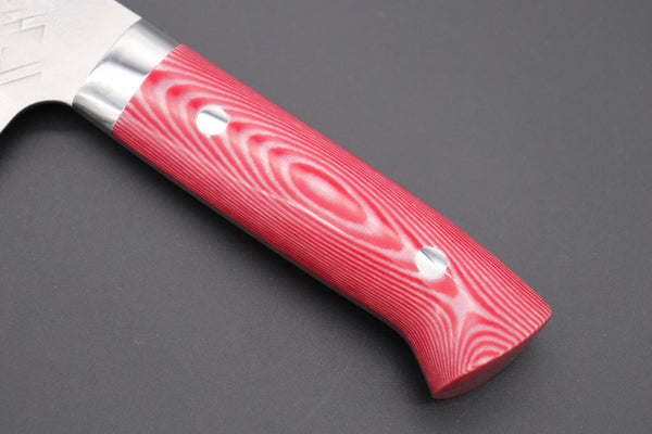 Takeshi Saji Nakiri Takeshi Saji SRS-13 Custom Series Nakiri 165mm (6.4 inch, Red & White Linen Micarta Handle)