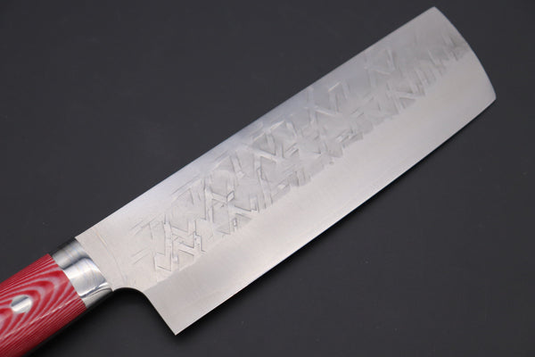 Takeshi Saji Nakiri Takeshi Saji SRS-13 Custom Series Nakiri 165mm (6.4 inch, Red & White Linen Micarta Handle)