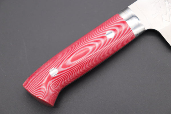 Takeshi Saji Nakiri Takeshi Saji SRS-13 Custom Series Nakiri 165mm (6.4 inch, Red & White Linen Micarta Handle)