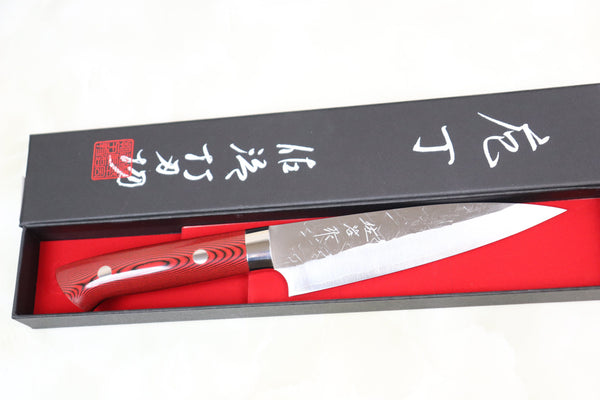 Takeshi Saji Petty Takeshi Saji SRS-13 Custom Series Petty 135mm (5.3 inch, Red & Black Linen Micarta Handle)