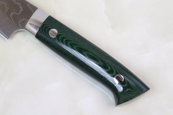 Takeshi Saji Petty Takeshi Saji VG-10 Custom Damascus Wild Series Petty (135mm & 150mm, 2 Sizes, Green Linen Micarta Handle)